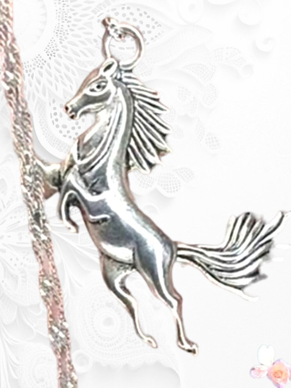 Horse Pendant Necklace Silver‑Tone 16–18" Adjustable Possibly Sterling Not Test